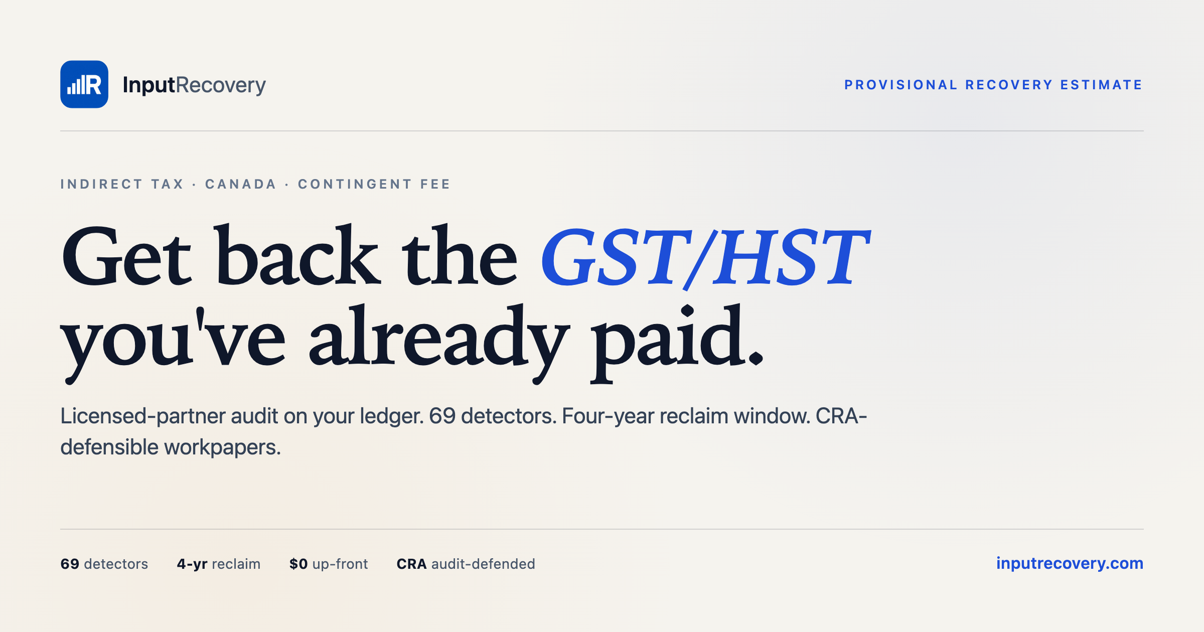Input Recovery — Partner-delivered indirect tax recovery